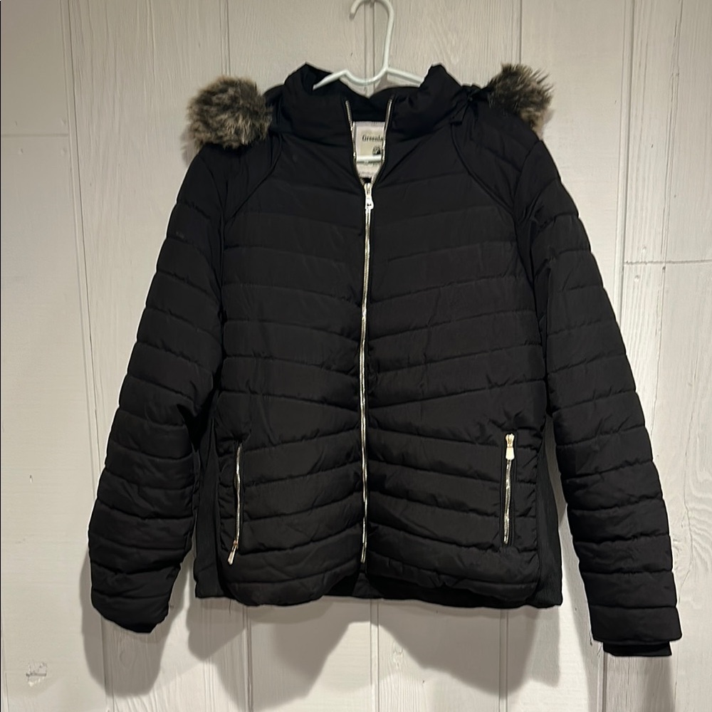 Greenlander Black Puffer Jacket with Faux Fur Hood